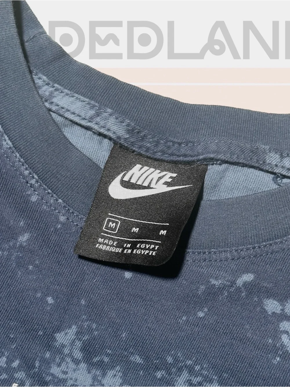 Nike women Blue Tie-Dye Crop Tee with Red Logo